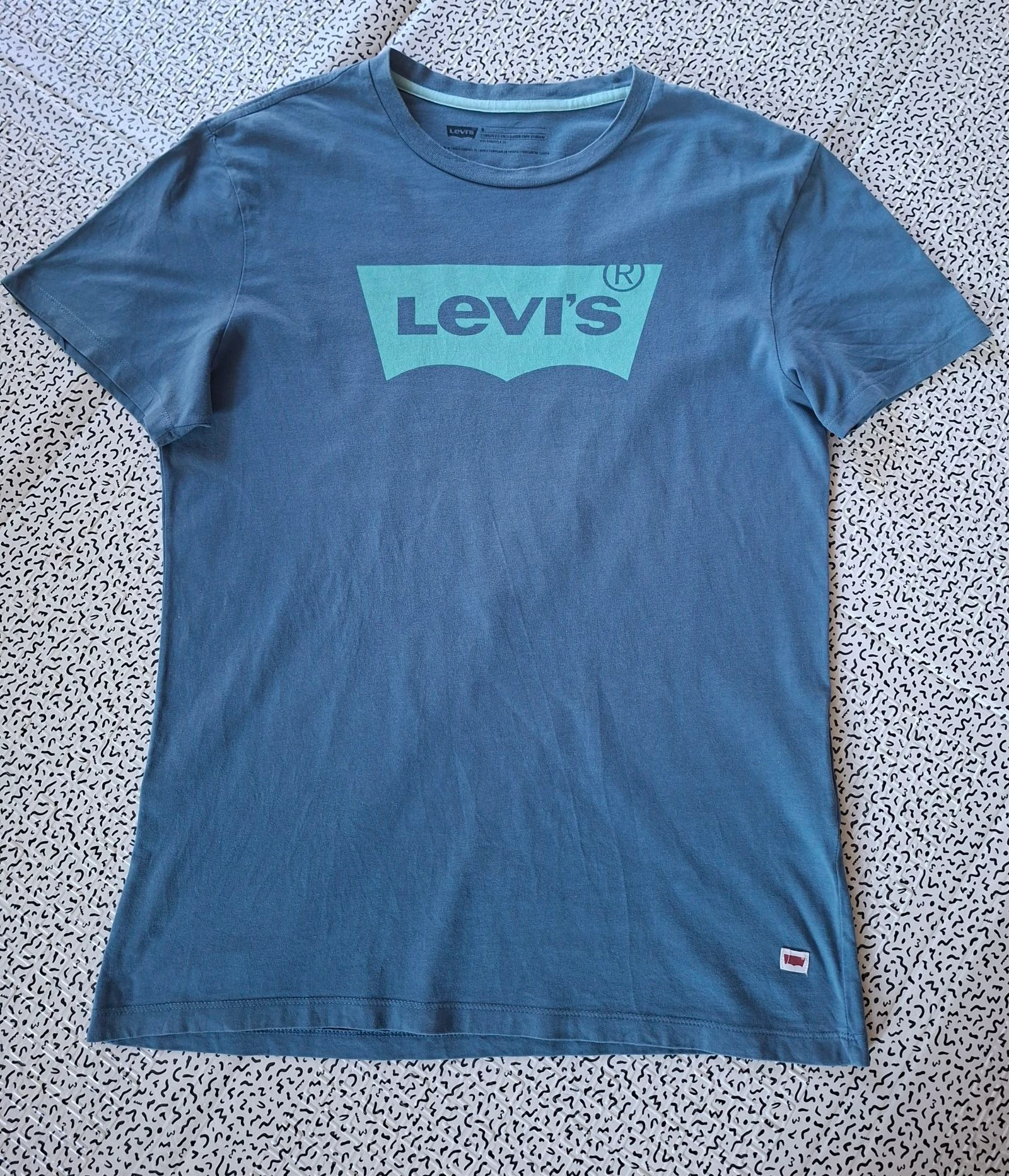 Camiseta Levi's azul con logo Batwing para hombre talla M 100% algodón – photo 4